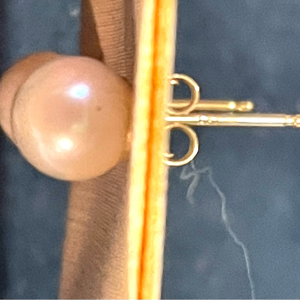 14k Gold Pearl Stud Earrings View 6